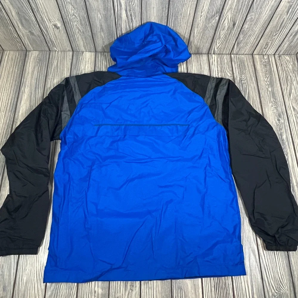 Columbia Windbreaker Rain Jacket Youth Size 18/20 Blue Black Hooded Full‎ Zip